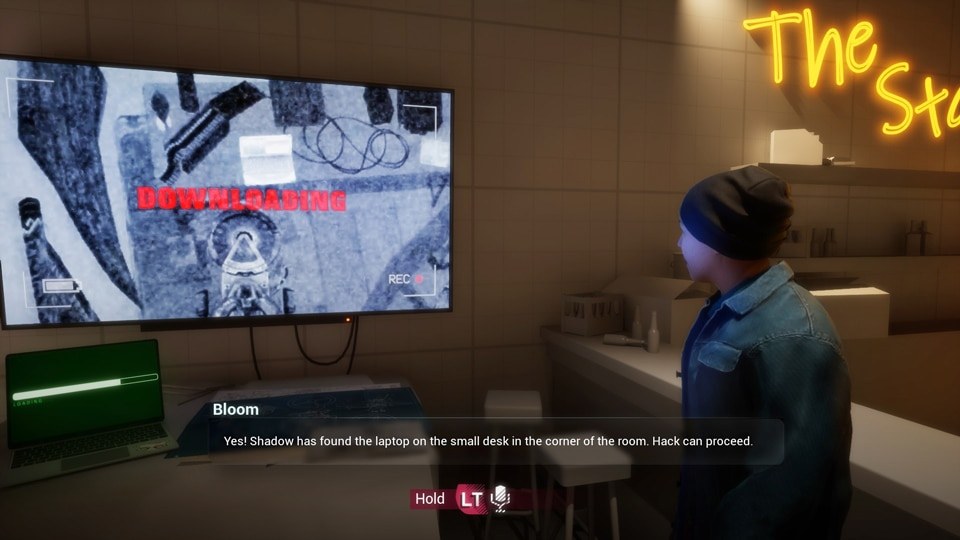 Scène du prototype NEO NPC d'Ubisoft, un personnage commente une mission en temps réel