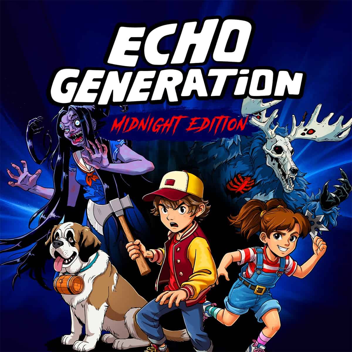 Illustration principale d'Echo Generation : Midnight Edition avec ses personnages en voxels