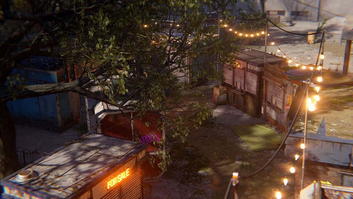 La galerie marchande du complexe d'appartements dans Rust