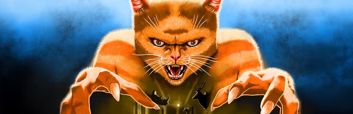 Illustration officielle de Cat Named Mojave montrant le Catman, un chat anthropomorphe menaçant aux griffes sorties