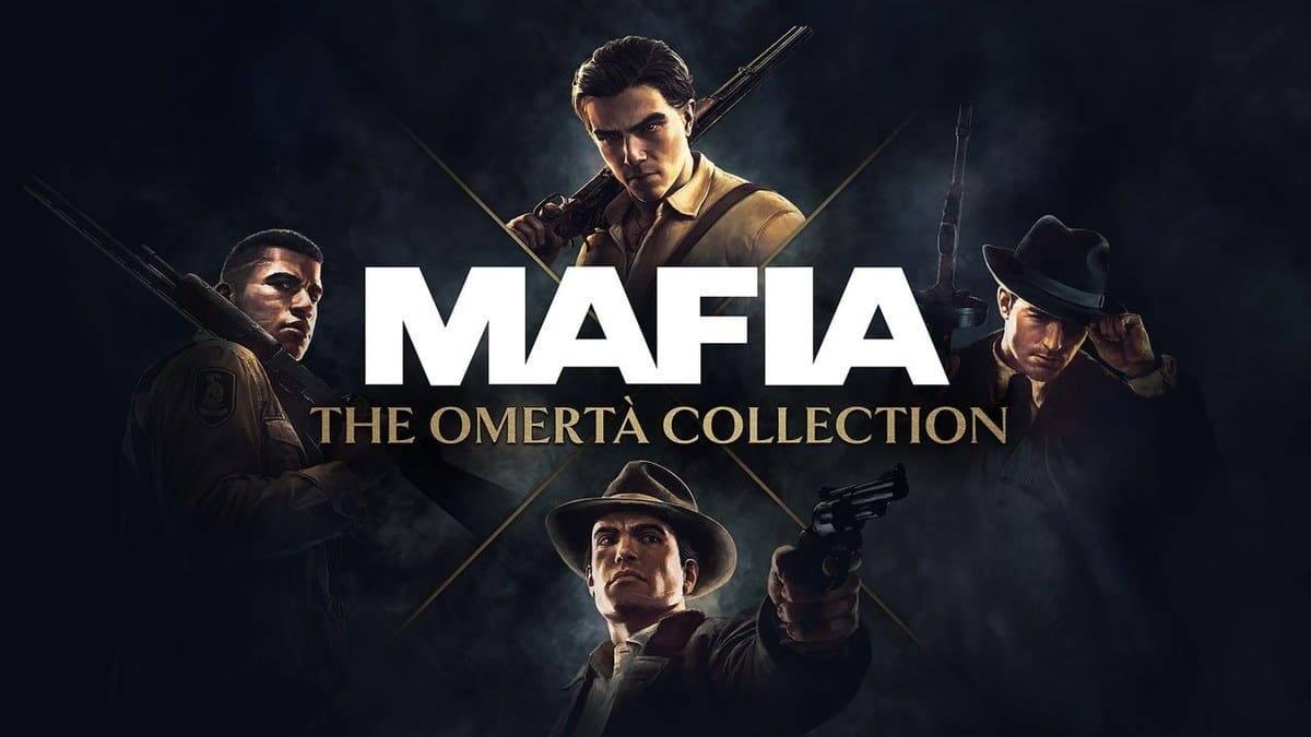 Visuel officiel de Mafia: The Omertà Collection réunissant les quatre protagonistes de la saga